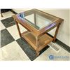 Image 5 : (2) Wood, Wicker & Glass Side Tables (BID PRICE TIMES 2)