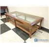 Image 3 : Wood, Wicker & Glass Coffee Table