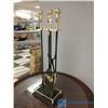 Image 2 : 5-Pcs Heavy Metal/Brass Fireplace Tool Set