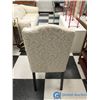 Image 4 : Clean Upholstered Ivory Coloured Chair w/Dark Wood Legs