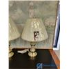 Image 2 : (2) Brass Table Lamps w/Shades (BID PRICE TIMES 2)