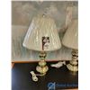 Image 3 : (2) Brass Table Lamps w/Shades (BID PRICE TIMES 2)
