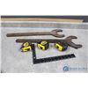 Image 1 : (2) Antique Large Wrenches, 3 Measuring Tapes (Need Work)