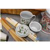 Image 3 : Assorted Lot of Kitchen Items - Wicker; Cookie Jar; Chop Sticks; etc