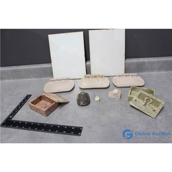 Marble/Stone Items - Egyptian, Elephant Dishes, etc