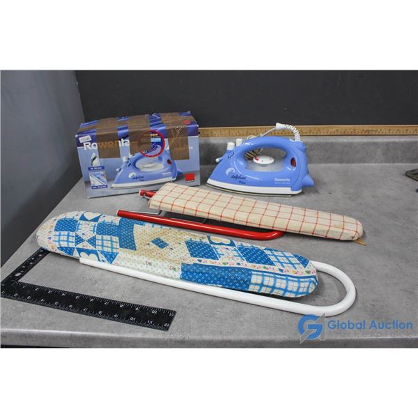 (2) Mini Ironing Boards and Electric Iron
