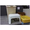 Image 1 : **Plastic Garbage Can w/Lid; Mop Bucket; Wash Basin & Rubbermaid Step Stool