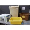 Image 2 : **Plastic Garbage Can w/Lid; Mop Bucket; Wash Basin & Rubbermaid Step Stool