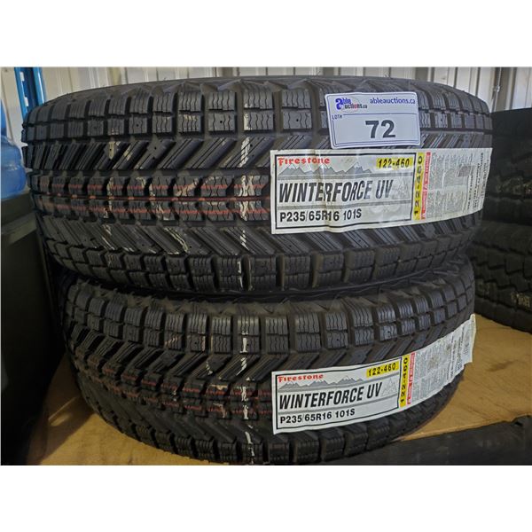 SET OF 2 FIRESTONE WINTERFORCE UV P235/65 R 16 101S WINTER SEASON PERFORMANCE VEHICLE TIRES