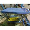 Image 1 : BLUE METRO 2 TIER MOBILE PRODUCT CART WITH WET FLOOR SIGN AND STYLIZED CASH-RESISTER GUARD