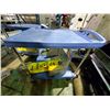 Image 1 : BLUE METRO 2 TIER MOBILE PRODUCT CART WITH WET FLOOR SIGN AND STYLIZED CASH-RESISTER GUARD