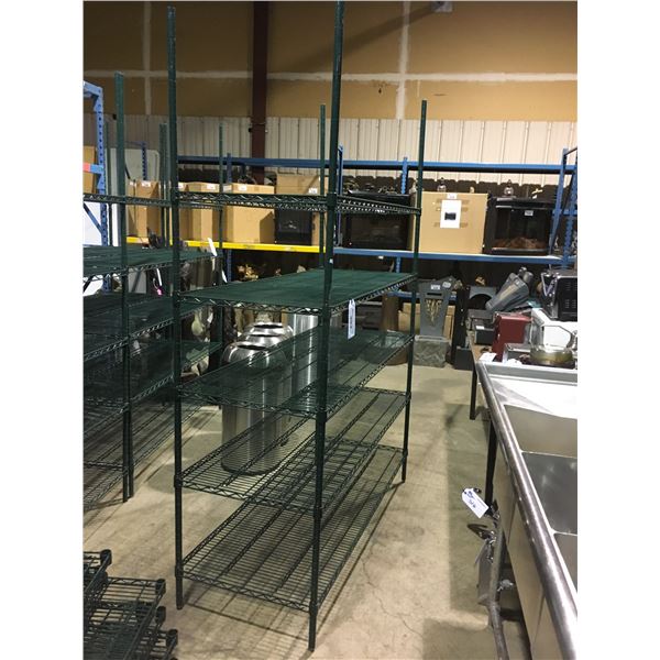 5 TIER GREEN EPOXY COATED METRO STYLE RACKING H87