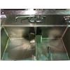 Image 2 : STAINLESS STEEL COMMERCIAL TRIPLE SINK WASH STATION WITH 2 FAUCETS