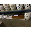 Image 1 : SHELF OF ASSORTED HOME IMPROVEMENT PARTS INCLUDING MANTLE PARTS AND CERAMIC GARDEN STOOL