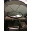 Image 1 : PALLET OF ASSORTED PARTS INCLUDING STAINED WOOD TABLE TOP AND PROPANE HEATER HEAT SHIELD AND LARGE