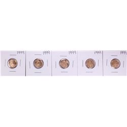 Lot of (5) 1999 $5 American Gold Eagle Coins