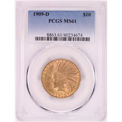 1909-D $10 Indian Head Eagle Gold Coin PCGS MS61