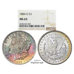 1884-O $1 Morgan Silver Dollar Coin NGC MS63 Amazing Toning