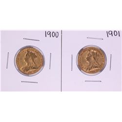 Lot of 1900-1901 Great Britain Sovereign Gold Coins
