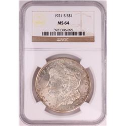 1921-S $1 Morgan Silver Dollar Coin NGC MS64