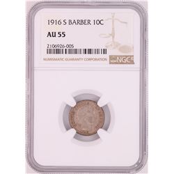1916-S Barber Dime Coin NGC AU55