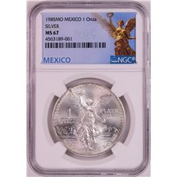 1985Mo Mexico 1 Onza Libertad Silver Coin NGC MS67