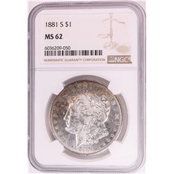 1881-S $1 Morgan Silver Dollar Coin NGC MS62 Great Toning