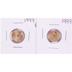 Lot of (2) 1999 $5 American Gold Eagle Coins