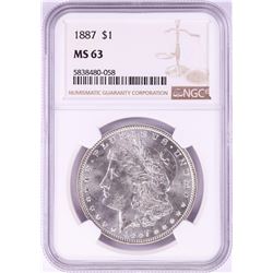 1887 $1 Morgan Silver Dollar Coin NGC MS63