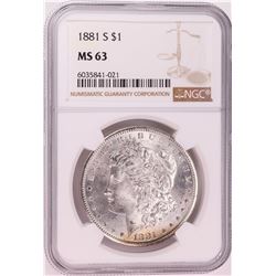 1881-S $1 Morgan Silver Dollar Coin NGC MS63 Nice Toning