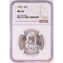 1955 Franklin Half Dollar Coin NGC MS64