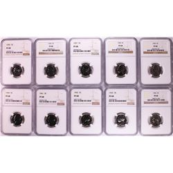 Set of 1955-1964 Proof Jefferson Nickel Coins NGC PF68