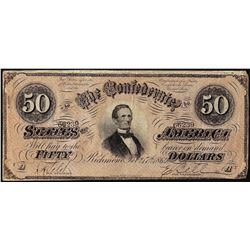 1864 $50 Confederate States of America Note