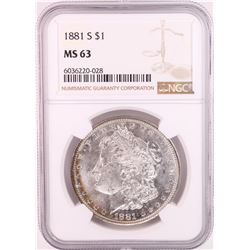 1881-S $1 Morgan Silver Dollar Coin NGC MS63 Great Toning