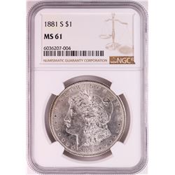 1881-S $1 Morgan Silver Dollar Coin NGC MS61 Nice Toning