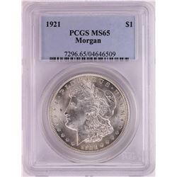 1921 $1 Morgan Silver Dollar Coin PCGS MS65