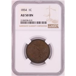 1854 Braided Hair Large Cent Coin NGC AU50BN