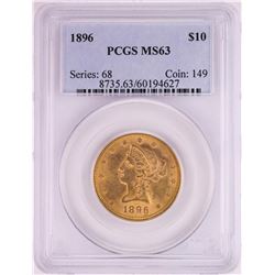 1896 $10 Liberty Head Eagle Gold Coin PCGS MS63