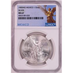 1985Mo Mexico 1 Onza Libertad Silver Coin NGC MS67