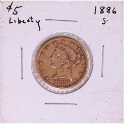1886-S $5 Liberty Head Half Eagle Gold Coin