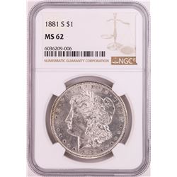 1881-S $1 Morgan Silver Dollar Coin NGC MS62 Nice Toning