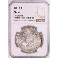 1881-S $1 Morgan Silver Dollar Coin NGC MS63 Great Toning