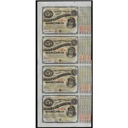 Uncut Sheet of (4) State of Louisiana Baby Bond Obsolete Notes