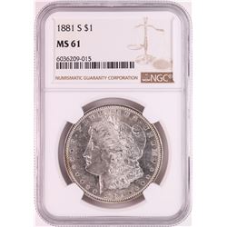 1881-S $1 Morgan Silver Dollar Coin NGC MS61 Great Toning