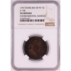 1797 Stems Reverse of 97 S-138 Draped Busted Large Cent Coin NGC VG Details