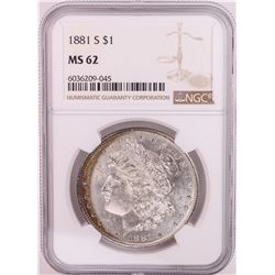1881-S $1 Morgan Silver Dollar Coin NGC MS62 Great Toning