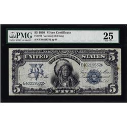 1899 $5 Indian Chief Silver Certificate Note Fr.274 PMG Very Fine 25