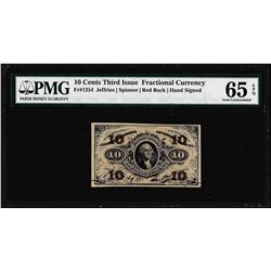 1863 Ten Cents Third Issue Fractional Currency Note Fr.1254 PMG Gem Uncirculated 65EPQ