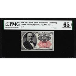1874 25 Cent Fifth Issue Fractional Note Fr.1308 PMG Gem Uncirculated 65EPQ