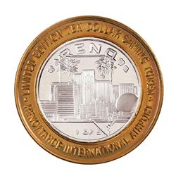 .999 Silver Reno Tahoe International Airport $10 Casino Limited Edition Gaming Token